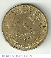 Image #2 of 50 Centimes 1963 - 4 folds in collar
