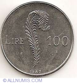 Image #1 of 100 Lire 1987 R - 15th Anniversary - Resumption of Coinage