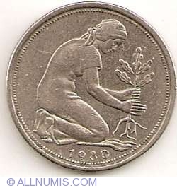 Image #2 of 50 Pfennig 1980 J