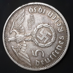 5 Reichsmark 1939 E - Paul von Hindenburg