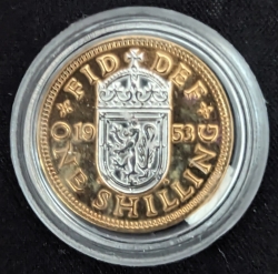 1 Shilling 1953 - Scottish Crest - Altered Coin - Gold-plated