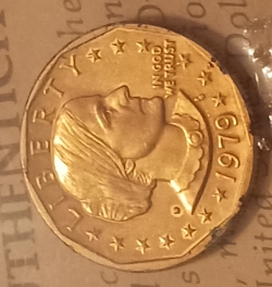 Susan B Anthony dollar 1979 - Altered Coin - Gold-plated