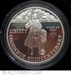 Image #2 of 1 Dolar 1992 P - 500 de ani de la descoperirea Americii de către Columb