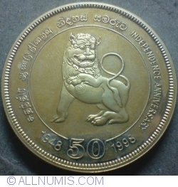 Image #2 of 1000 Rupees 1998 - 50th Anniversary of Independence