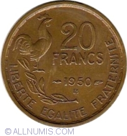 Image #1 of 20 Francs 1950 B (4 plumes)