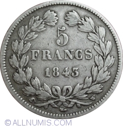Image #1 of 5 Francs 1843 W