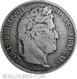 Image #2 of 5 Francs 1843 W