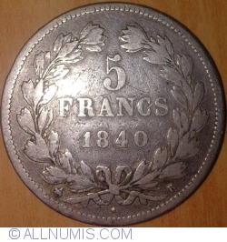 Image #1 of 5 Francs 1840 B