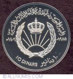 10 Dinars 1985 - King Hussein's 50th Birthday