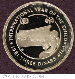 3 Dinars 1981 - International Year Of The Child Piefort