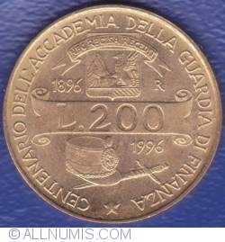 Image #1 of 200 Lire 1996 - 100 de ani de la înfiinţarea Academiei Gărzii Financiare