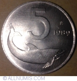 Image #1 of 5 Lire 1989 (orientare: medalie)