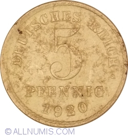 5 Pfennig 1920 D