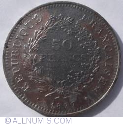 Image #1 of 50 Franci 1877 [COUNTERFEIT]