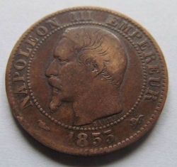 Image #2 of 5 Centimes 1855 D (Dog's Head/Large D)