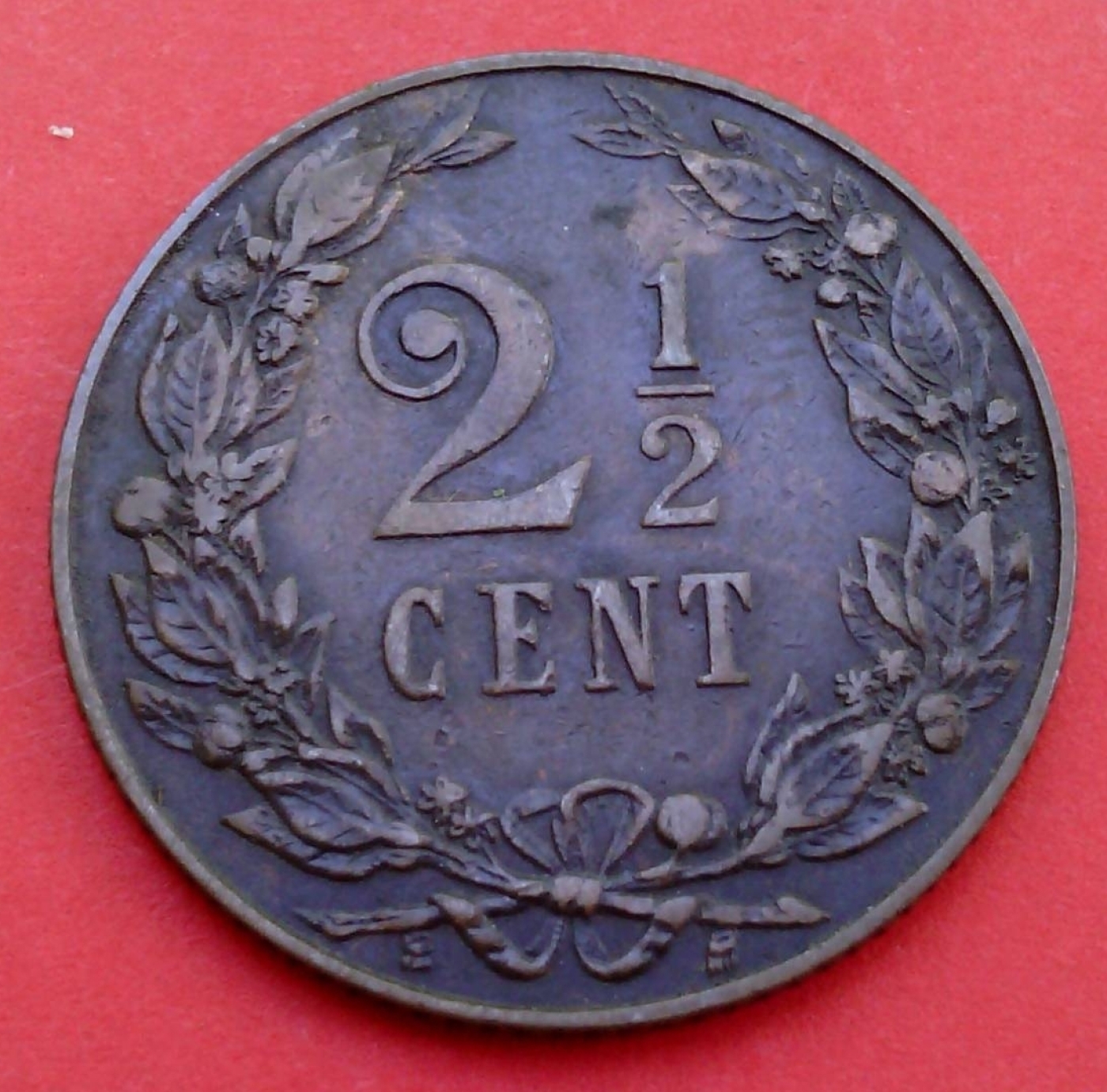 Niederlande 2 1/2 Cent 1880 gutes EF!Patina