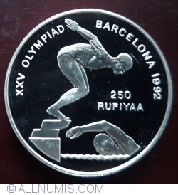 Image #2 of 250 Rufiyaa 1990(AH1410) - 1992 Summer Olympics, Barcelona