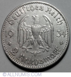 2 Reichsmark 1934 F