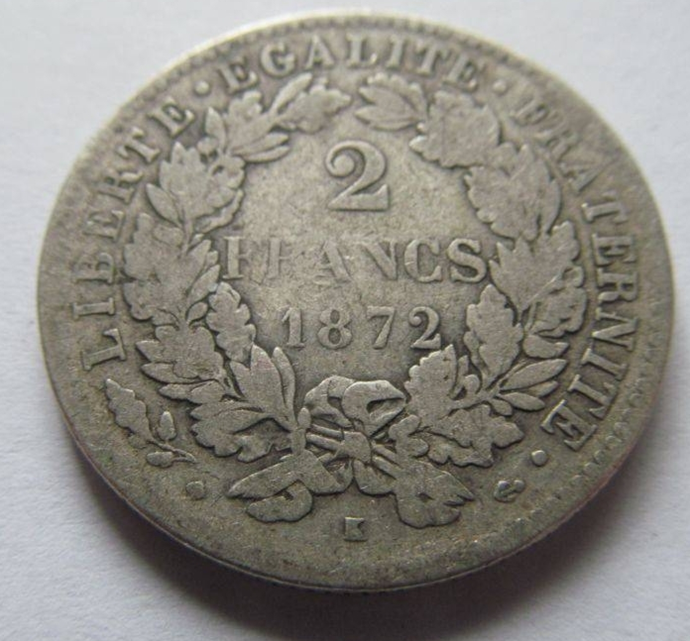 2 Francs 1872 K Third Republic 1871 1940 France Coin 35038