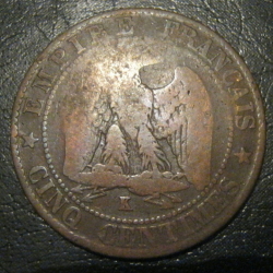 Image #1 of 5 Centimes 1863 K