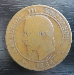 Image #2 of 10 Centimes 1864 BB