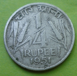 Image #1 of 1/4 Rupee 1951 (C)