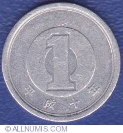 Image #1 of 1 Yen 1998 (円) (Anul 10 - 十)