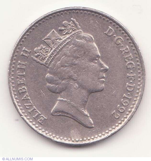 10 Pence 1992 Elizabeta A II a 1952 2022 Marea Britanie Moned 