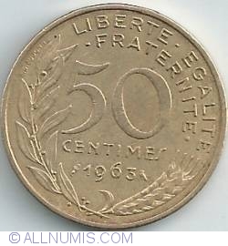 Image #1 of 50 Centimes 1963 - 3 folds In collar