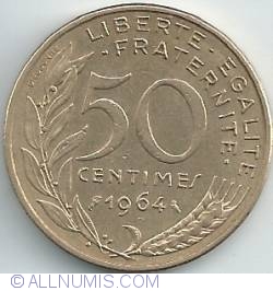 Image #1 of 50 Centimes 1964 - 4 folds in collar