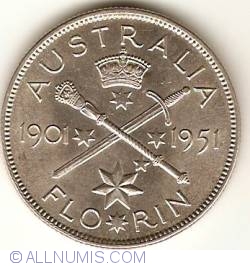 Image #1 of 1 Florin 1951 - 50th Anniversary of Federation