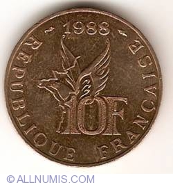 Image #1 of 10 Francs 1988 - 100th Anniversary - Birth  of Roland Garros