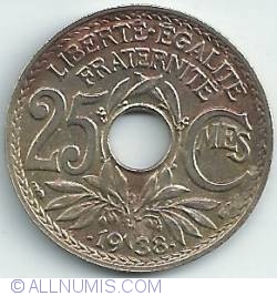 Image #1 of 25 Centimes 1938