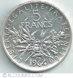 Image #1 of 5 Francs 1964