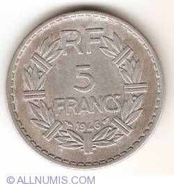 Image #1 of 5 Francs 1946 B