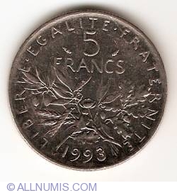Image #1 of 5 Francs 1993