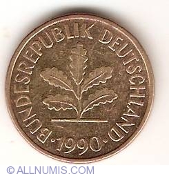 Image #2 of 5 Pfennig 1990 J