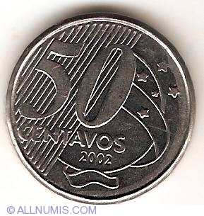 50 Centavos 2002, Republic (2001-2010) - Brazil - Coin - 14352