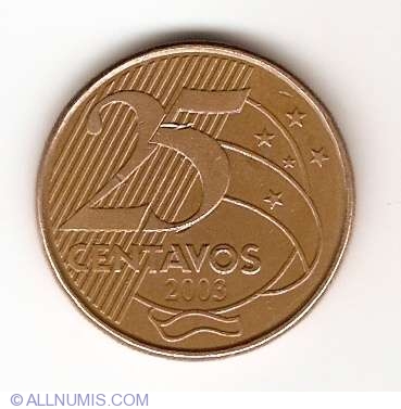 25 Centavos 2003, Republic (2001-2010) - Brazil - Coin - 7869