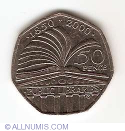 Image #1 of 50 Pence 2000 - 150th anniversary of the Public Libraries