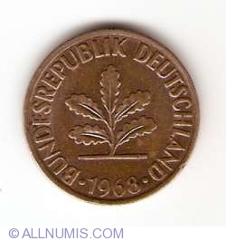 Image #2 of 2 Pfennig 1968 D - Non-Magnetic alloy