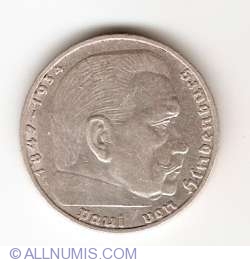 2 Reichsmark 1937 A - Paul von Hindenburg