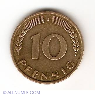 10 Pfennig 1950 J Federal Republic 1950 2001 10 Pfennig