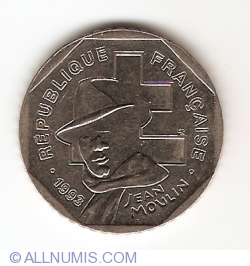 Image #2 of 2 Francs 1993 - 50 Years from Jean Moulin's death