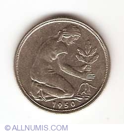 Image #2 of 50 Pfennig 1950 D