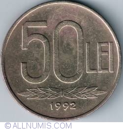 50 Lei 1992 (50 with thin characters)