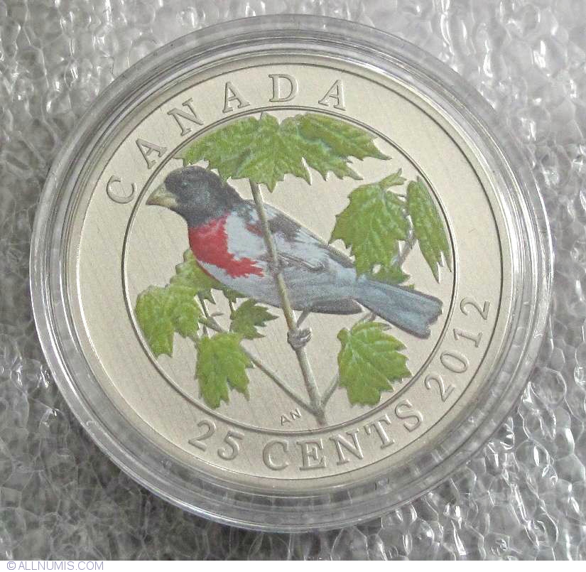 Details about  / 2012 Canada Colorized Commemorative 25 Cent ROSE-BREASTED GROSBEAK w// Box /& COA