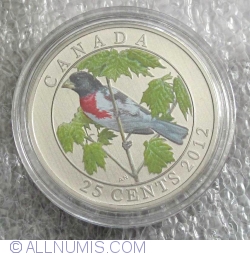 Image #2 of 25 Cents 2012 Birds of Canada - Rose-breasted Grosbeak