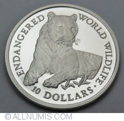 Image #2 of 10 Dollars 1990 - Endangered World Wildlife - Tiger
