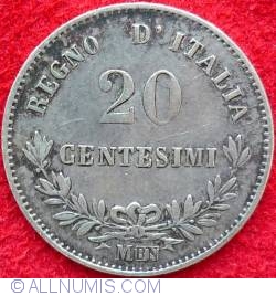 Image #1 of 20 Centesimi 1863 M